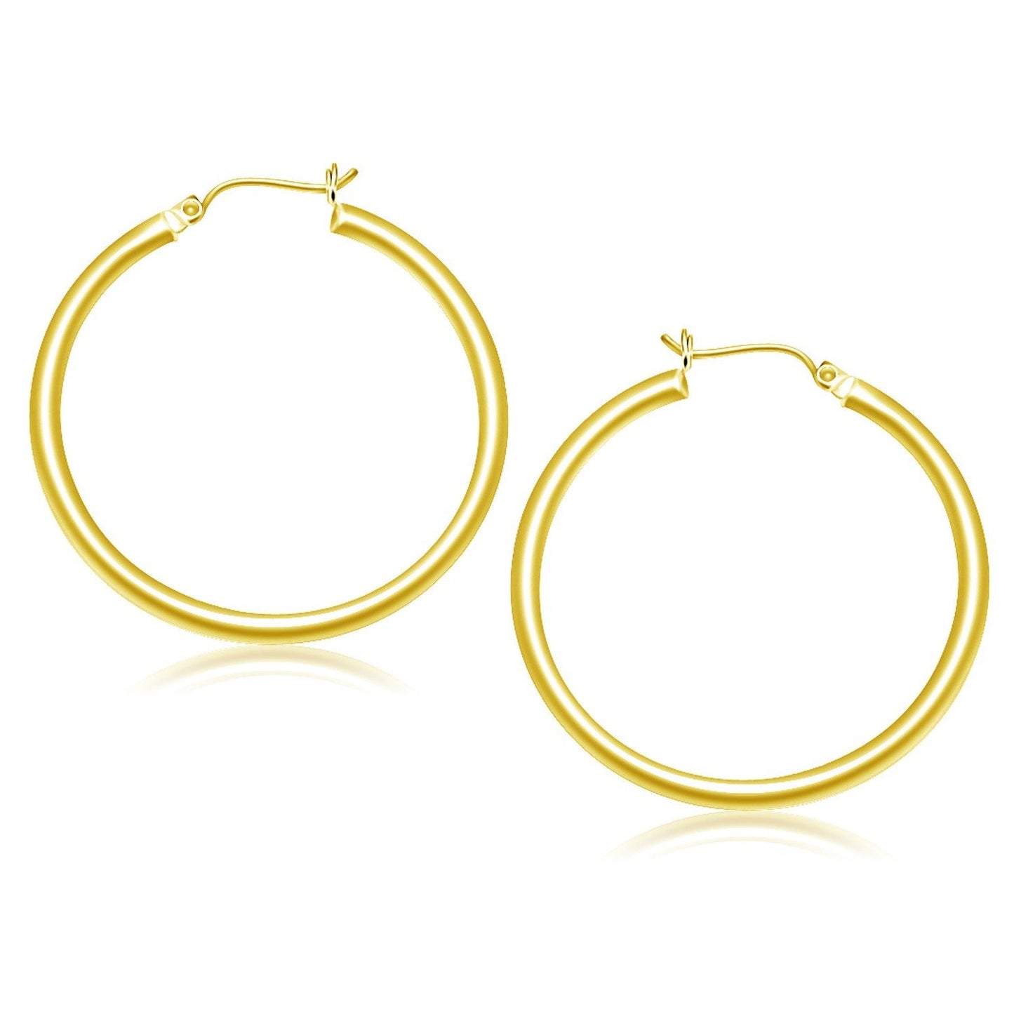 10K Yellow Gold Polished Hoop Earrings (40 Mm)