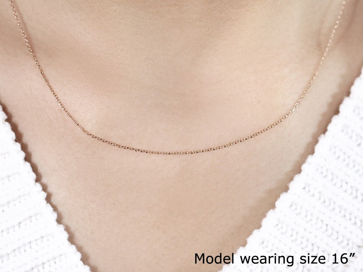 14K Pink Gold Diamond Cut Cable Link Chain 0.8Mm
