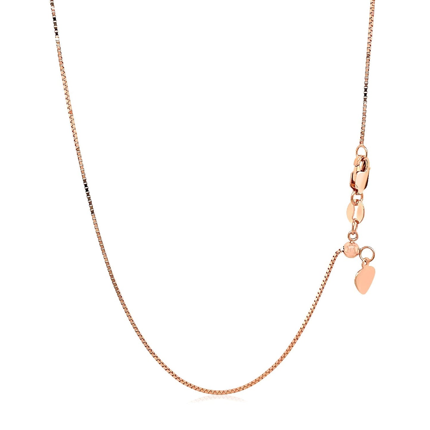 14K Rose Gold Adjustable Box Chain 0.7Mm