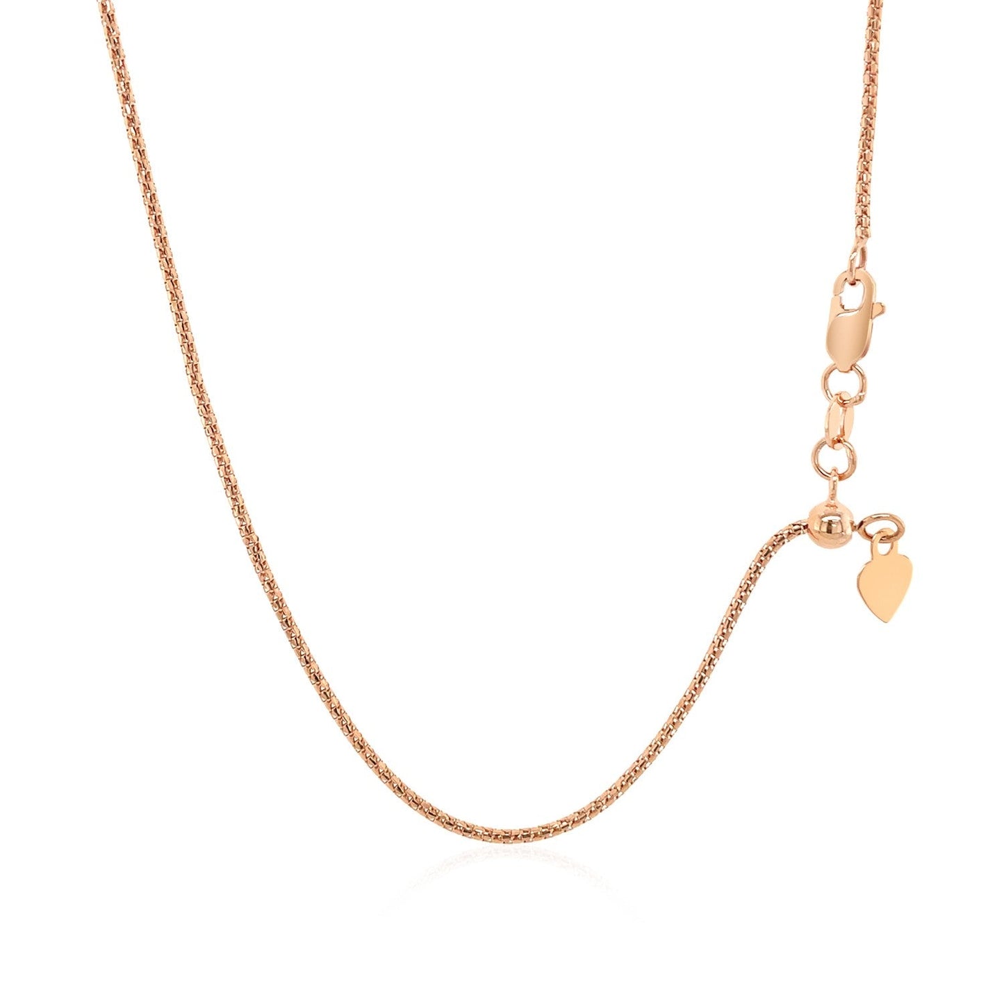 14K Rose Gold Adjustable Popcorn Chain 1.3Mm