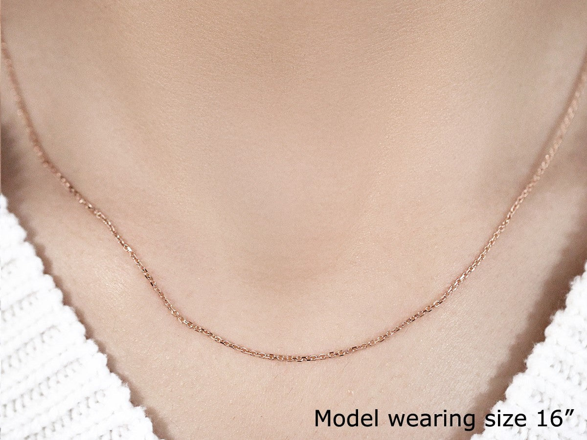 14K Rose Gold Diamond Cut Cable Link Chain 1.1Mm