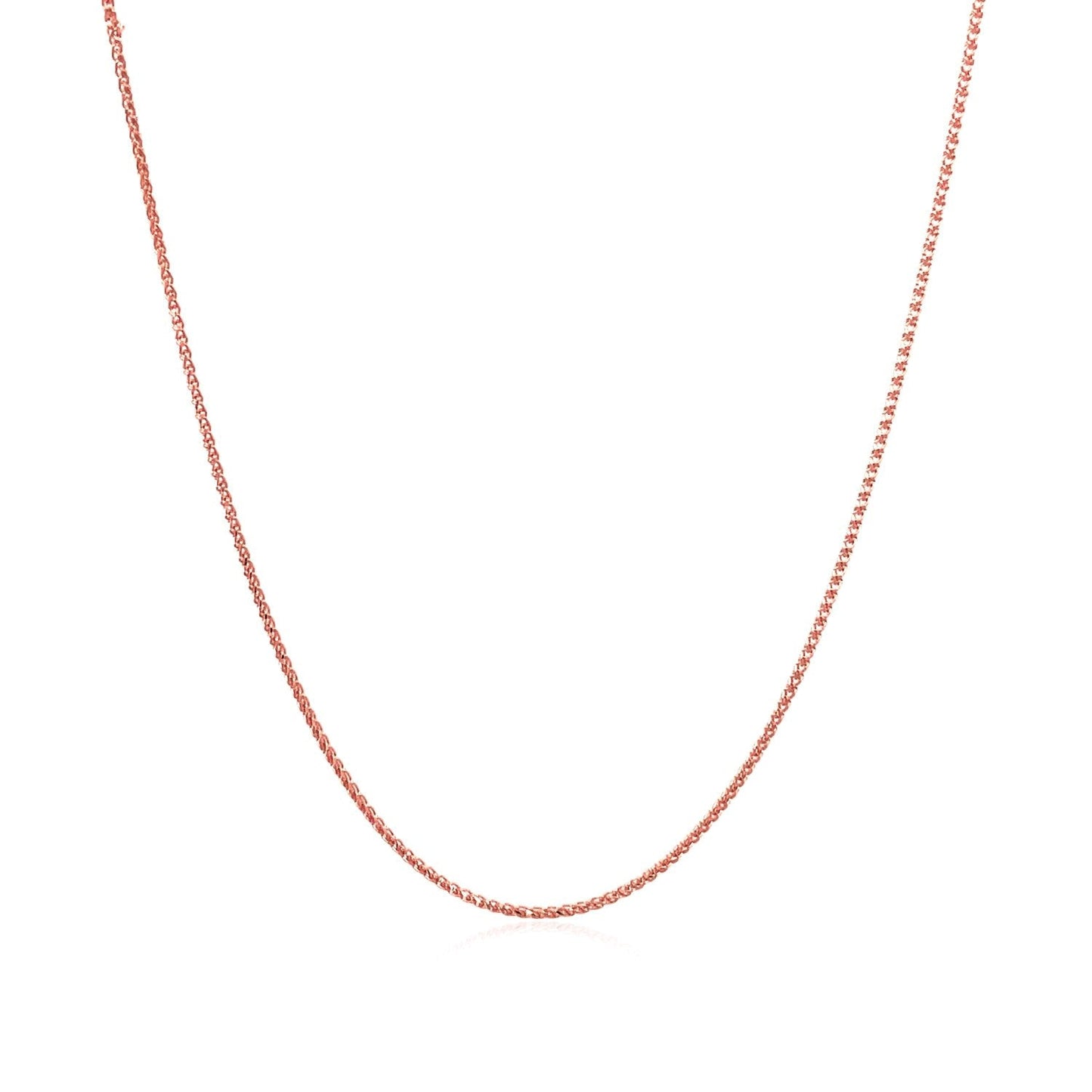 14K Rose Gold Diamond Cut Round Wheat Chain 0.6Mm