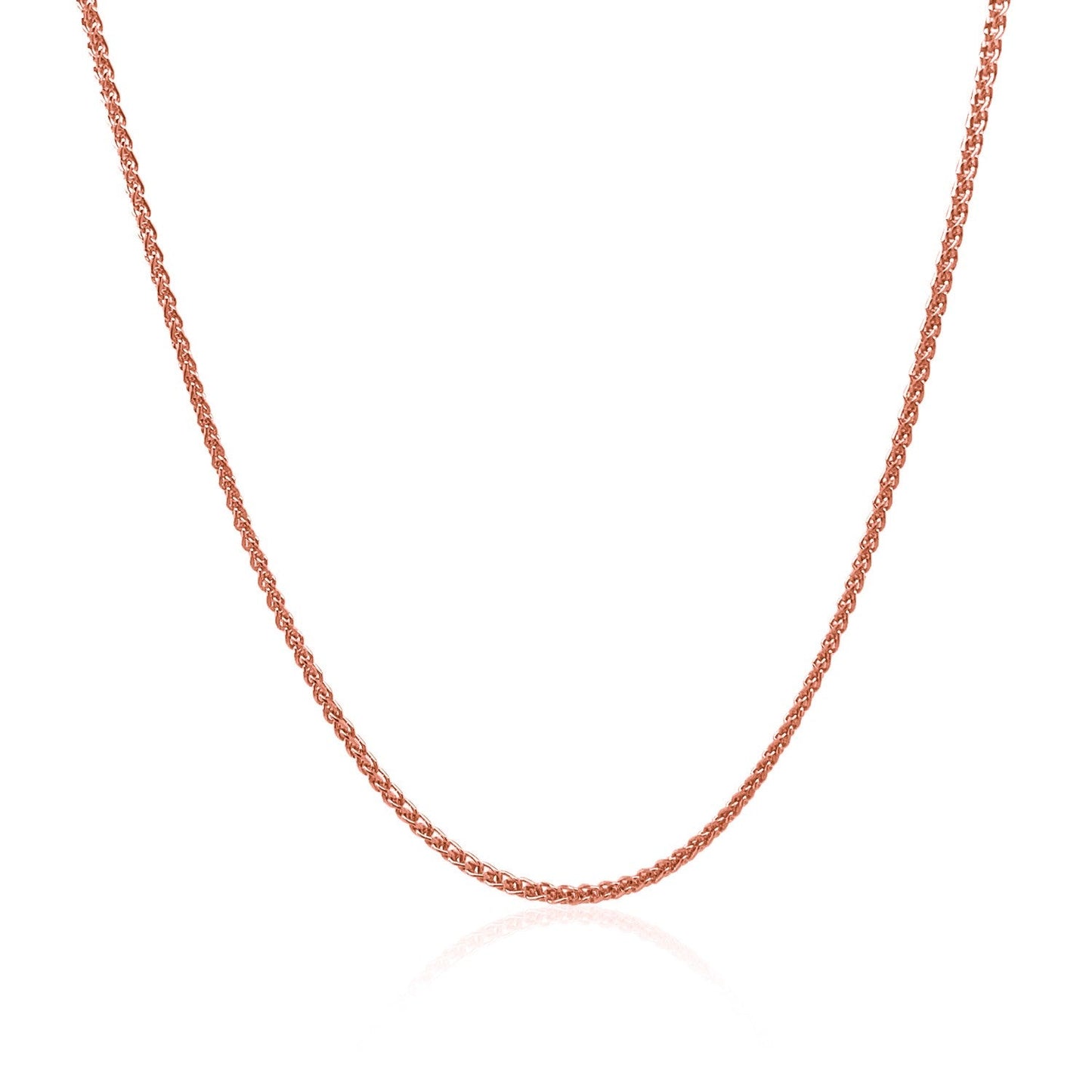 14K Rose Gold Diamond Cut Round Wheat Chain 1.1Mm