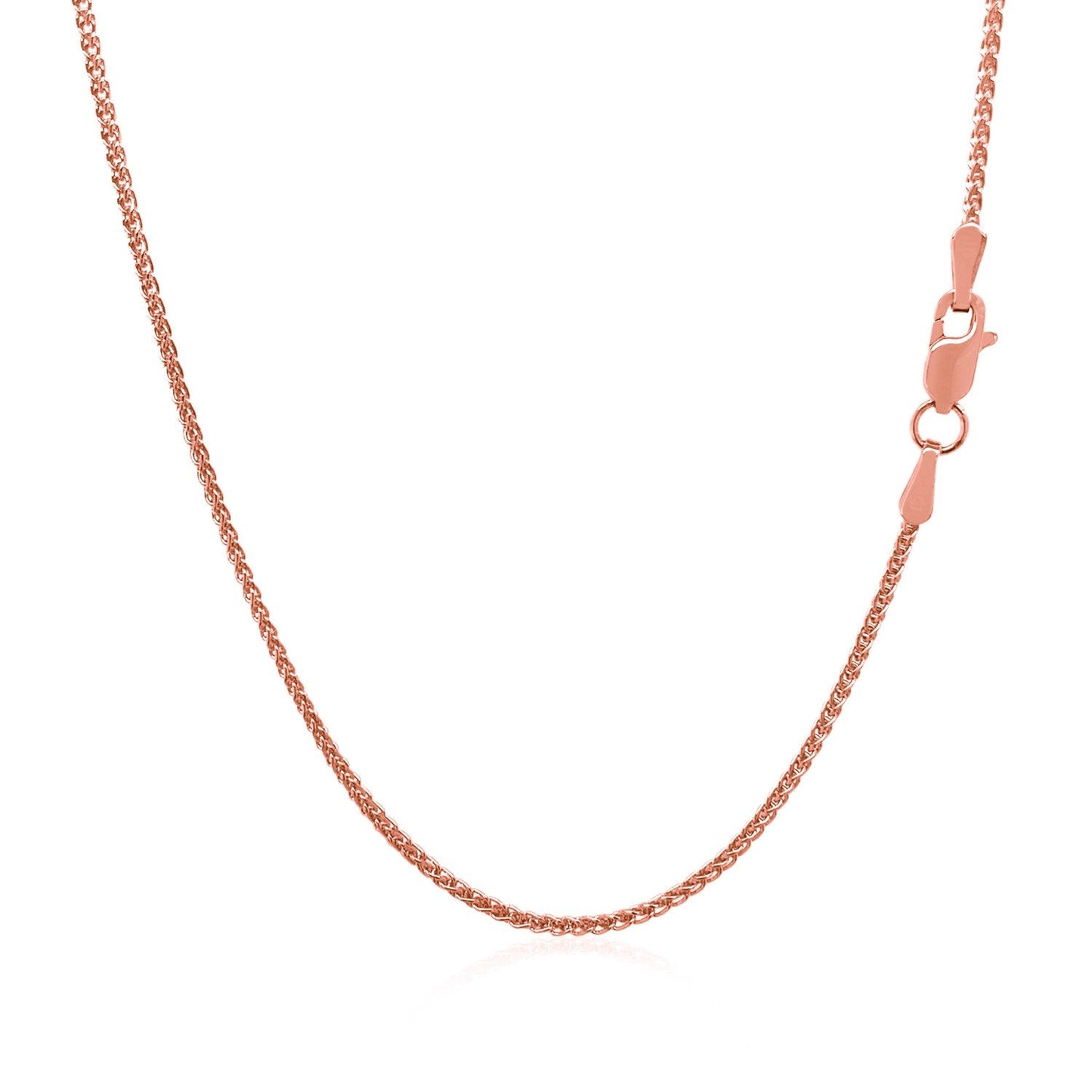 14K Rose Gold Diamond Cut Round Wheat Chain 1.1Mm