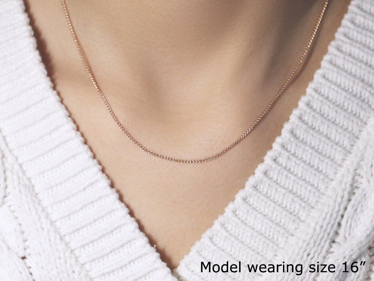 14K Rose Gold Diamond Cut Round Wheat Chain 1.1Mm
