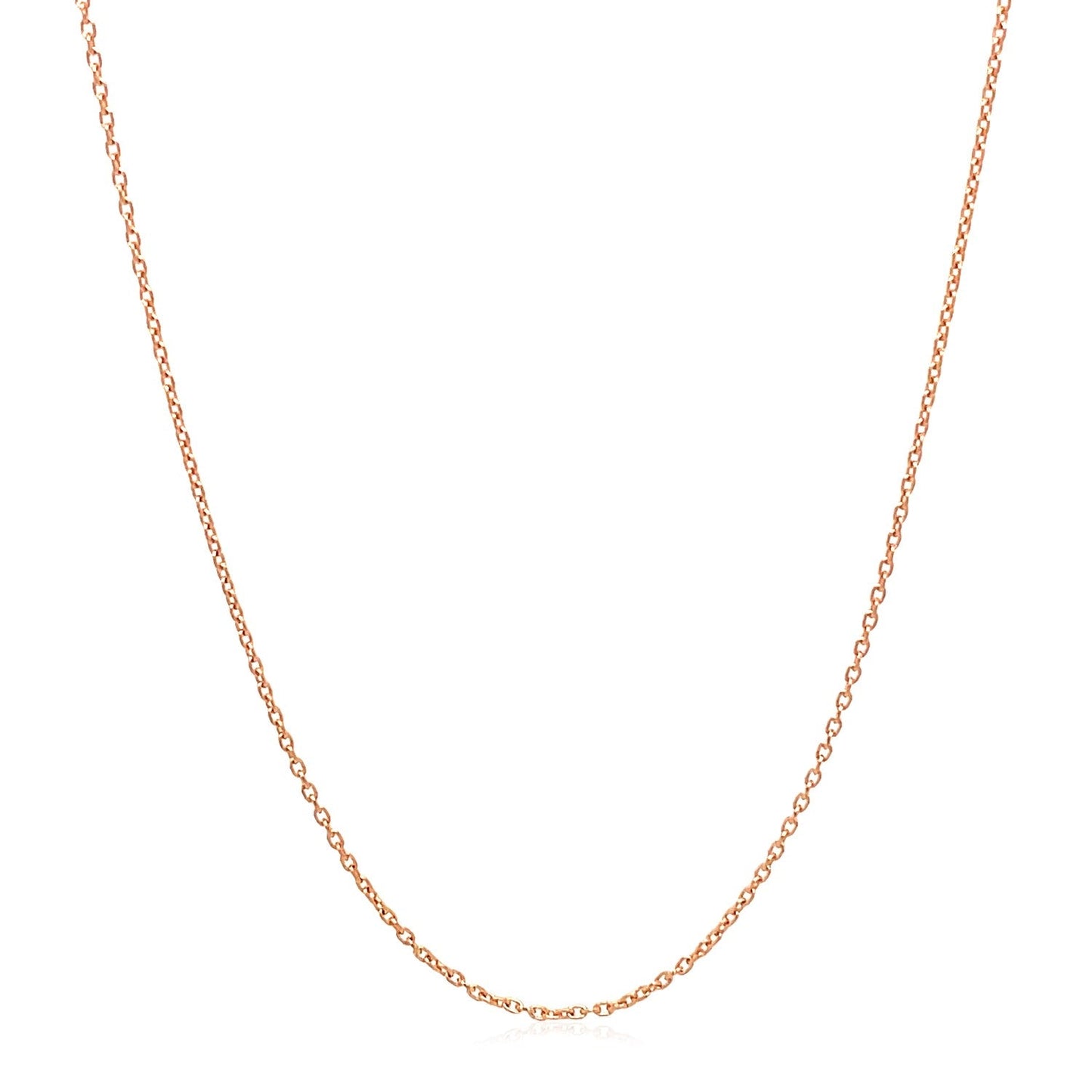 14K Rose Gold Round Cable Link Chain 0.7Mm