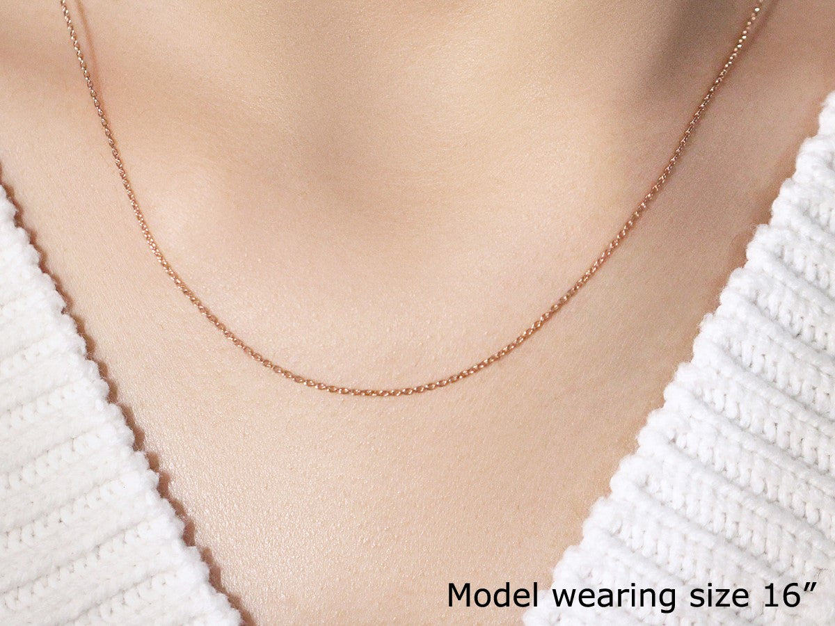 14K Rose Gold Round Cable Link Chain 0.7Mm