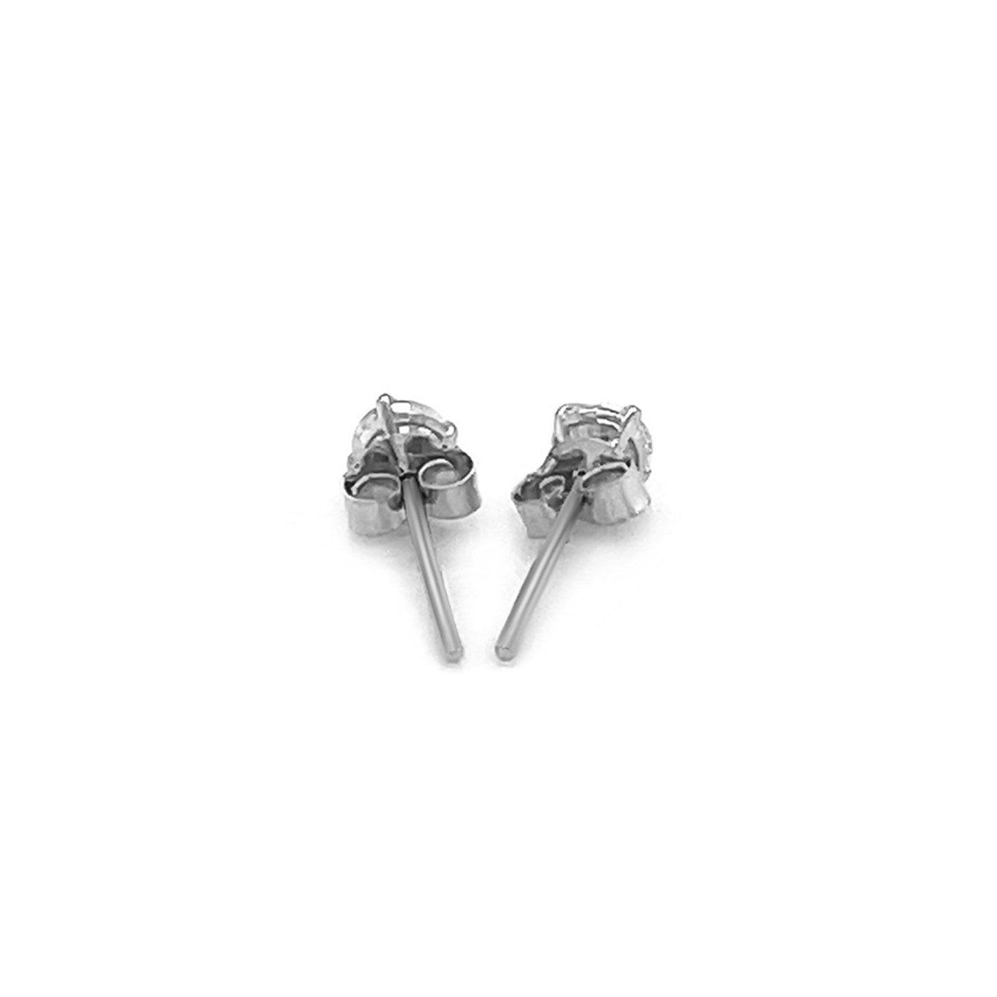 14K White Gold 3Mm Faceted White Cubic Zirconia Stud Earrings