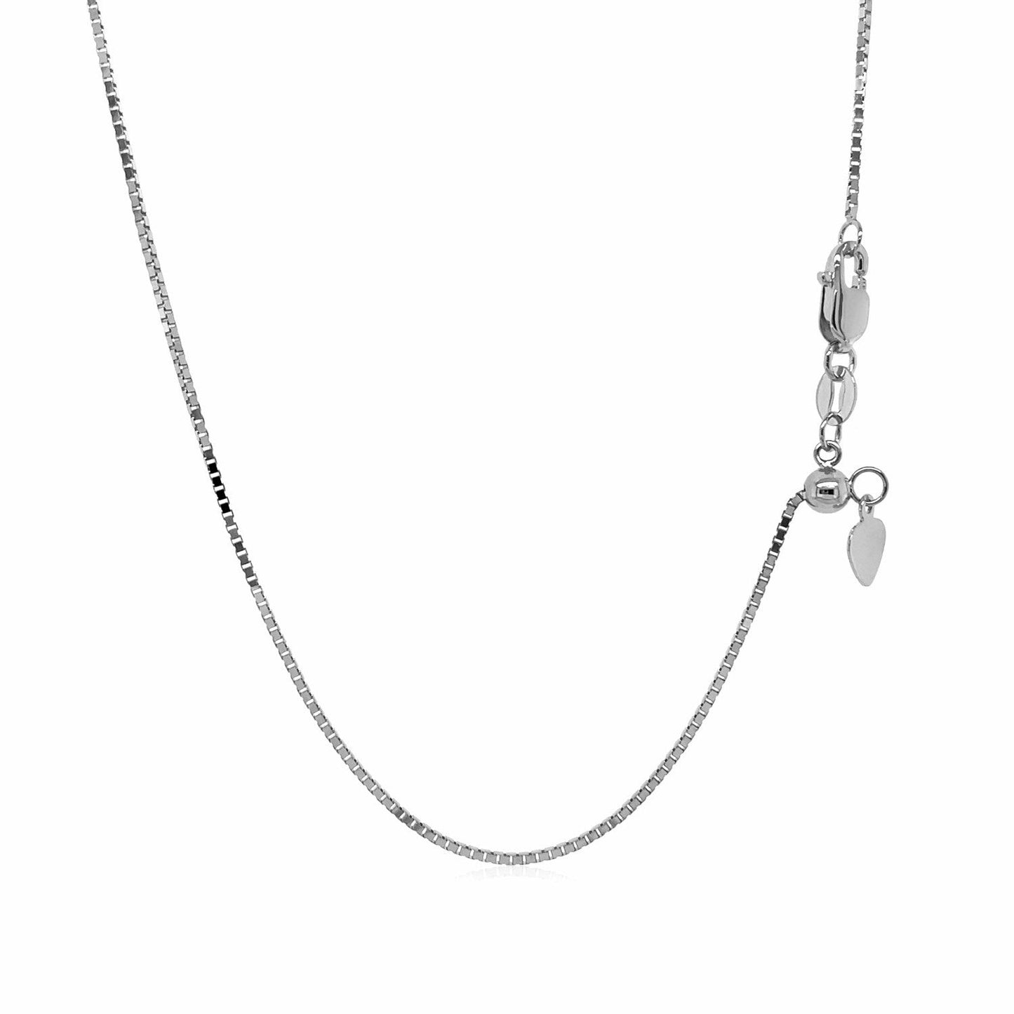 14K White Gold Adjustable Box Chain 0.85Mm