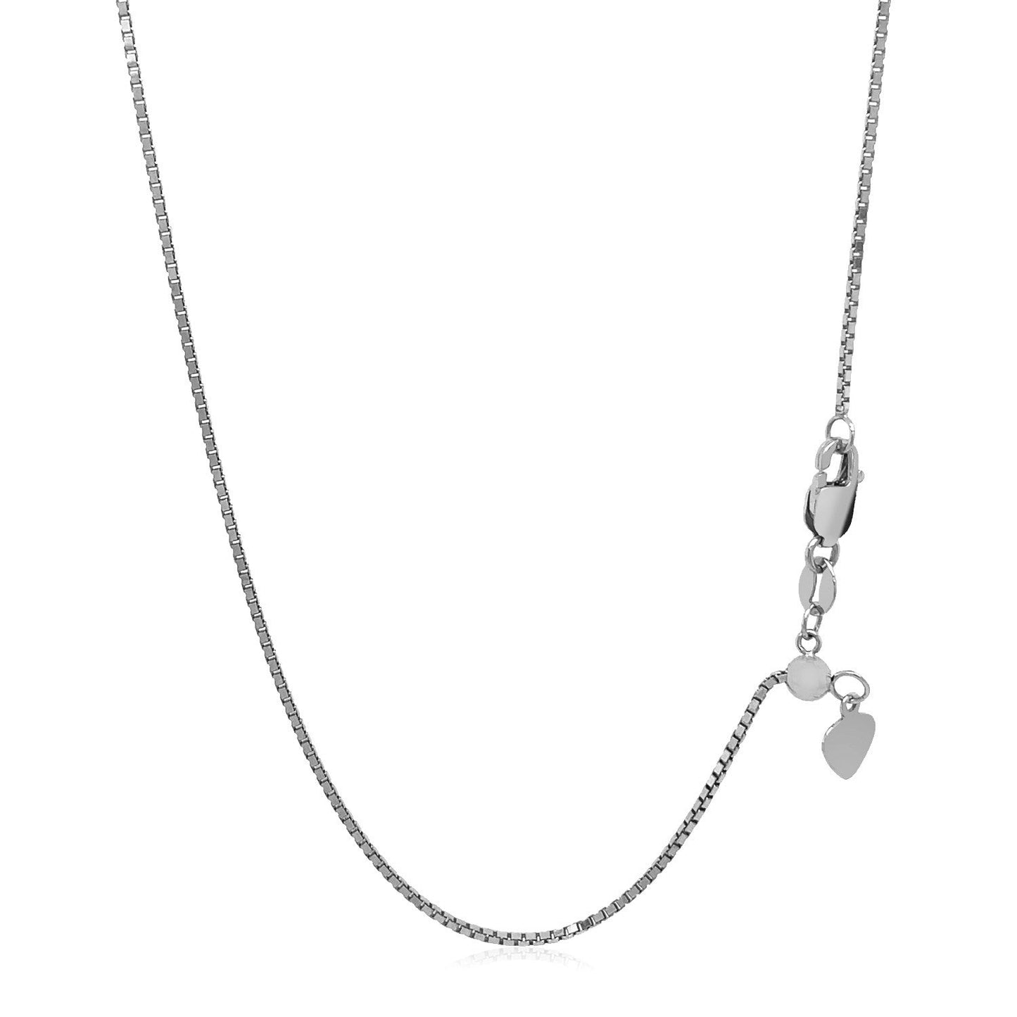 14K White Gold Adjustable Box Chain 1.1Mm