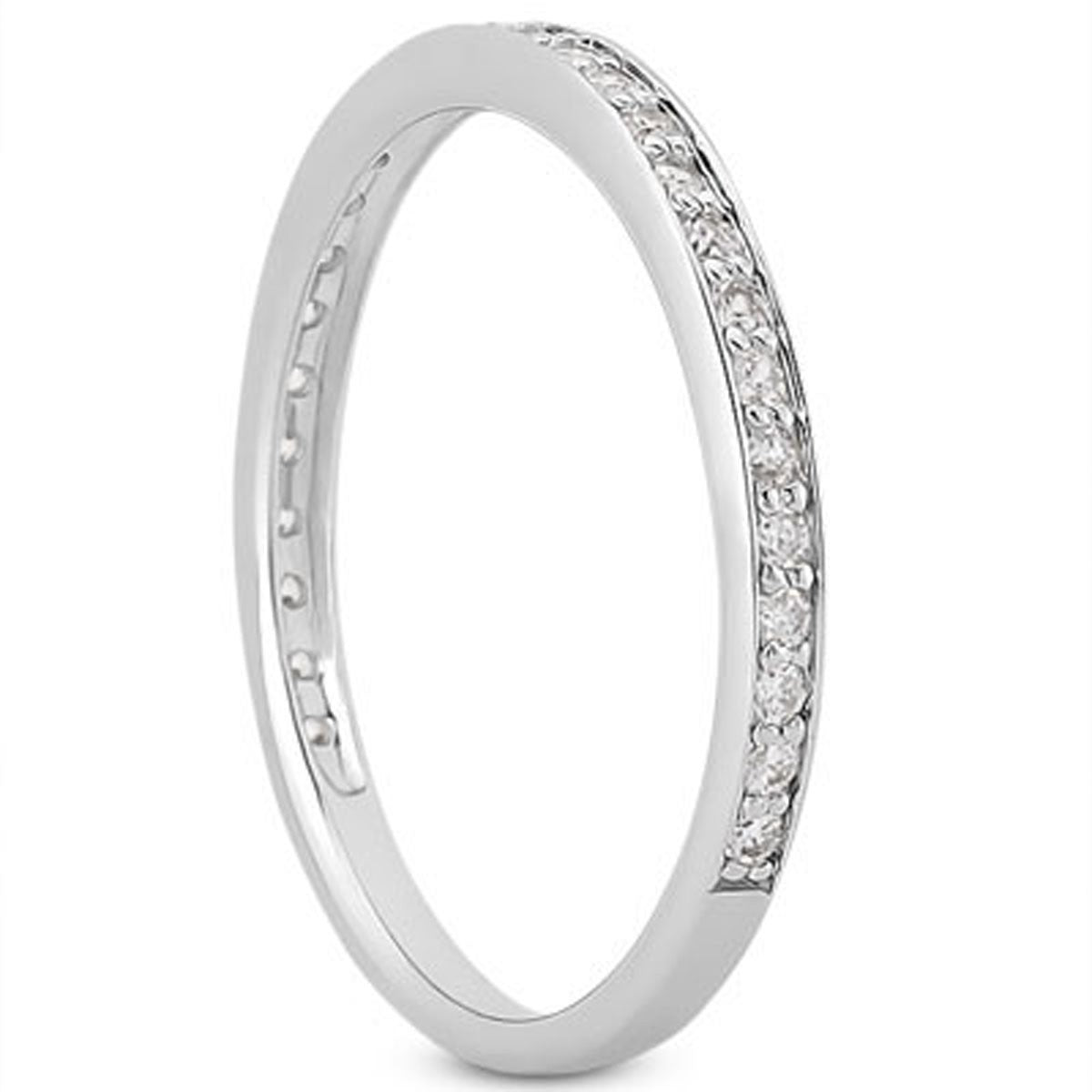 14K White Gold Micro-Pave Diamond Wedding Ring Band Set 3/4 Around