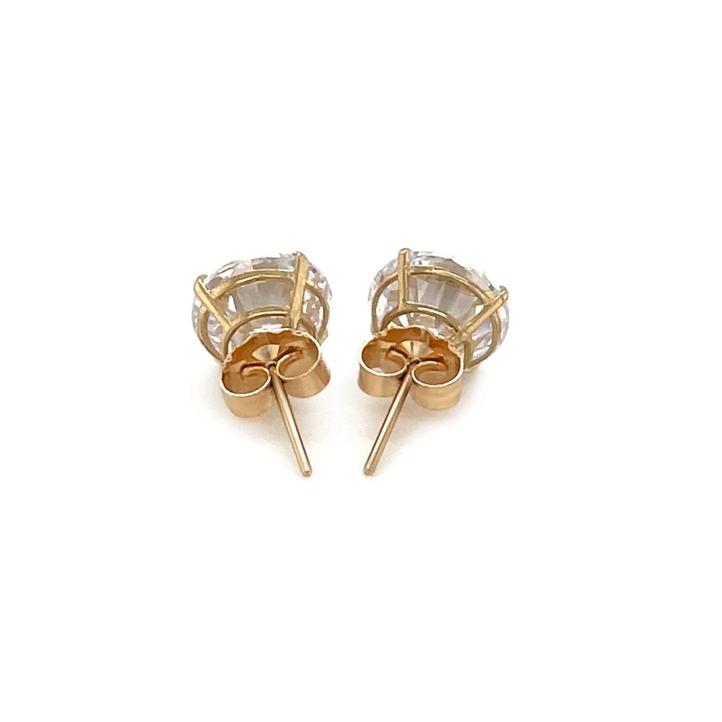 14K Yellow Gold 8.0Mm Round Cz Stud Earrings