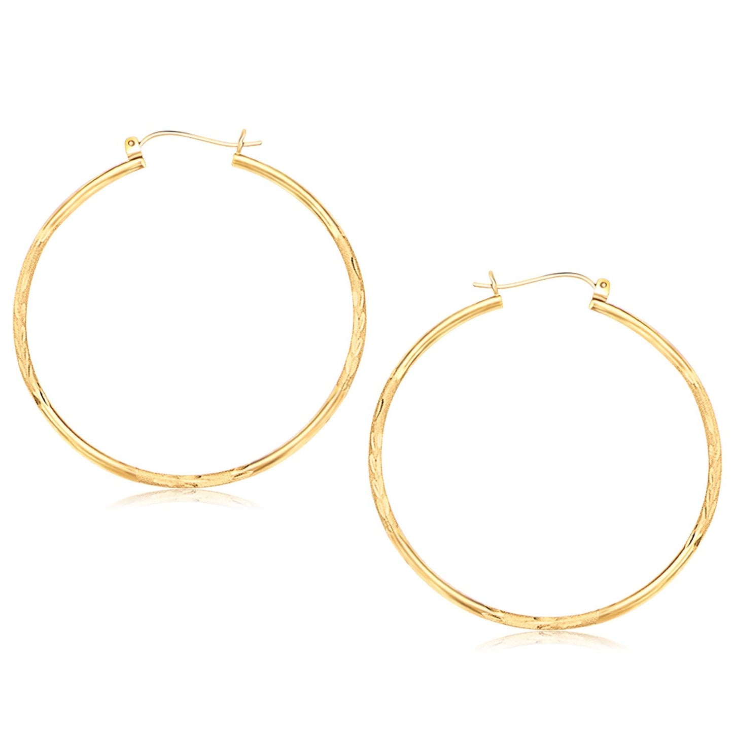 14K Yellow Gold Fancy Diamond Cut Extra Large Hoop Earrings (45Mm Diameter)