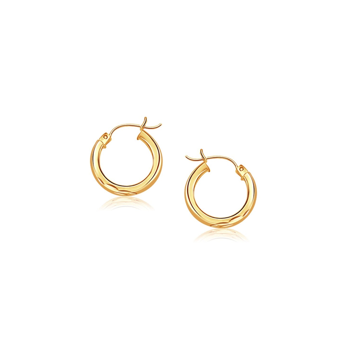 14K Yellow Gold Hoop Earring With Diamond-Cut Finish (20Mm Diameter)