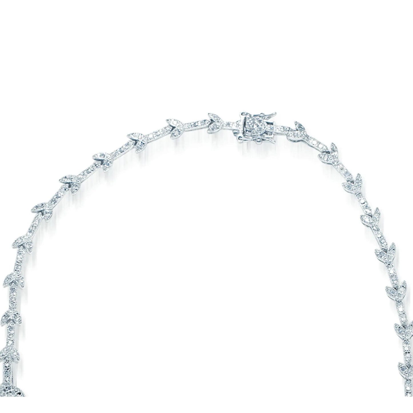Collette Z Sterling Silver White and Green CZ Heavy Flower Necklace