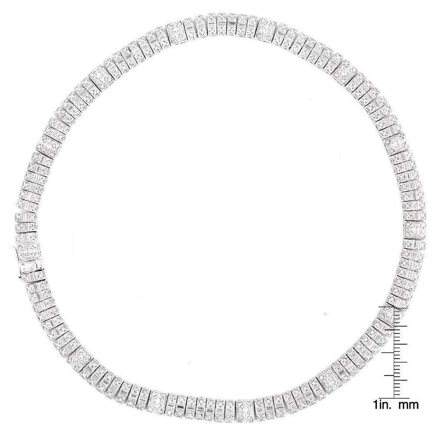 Collette Z Sterling Silver Clear and Deep Red Cubic Zirconia Stripe Necklace