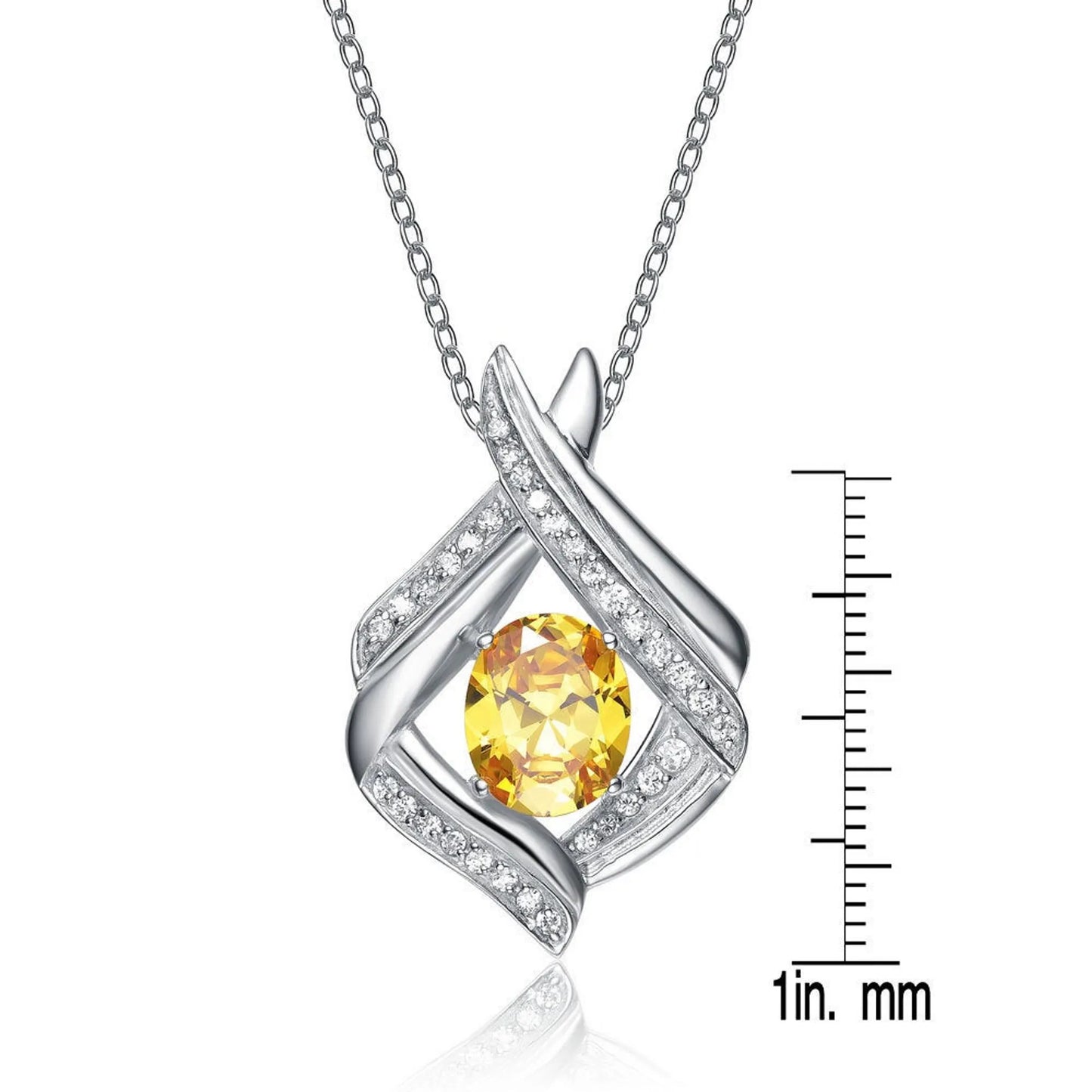 Collette Z Sterling Silver White Cubic Zirconia Yellow Cubic Zirconia Pendant