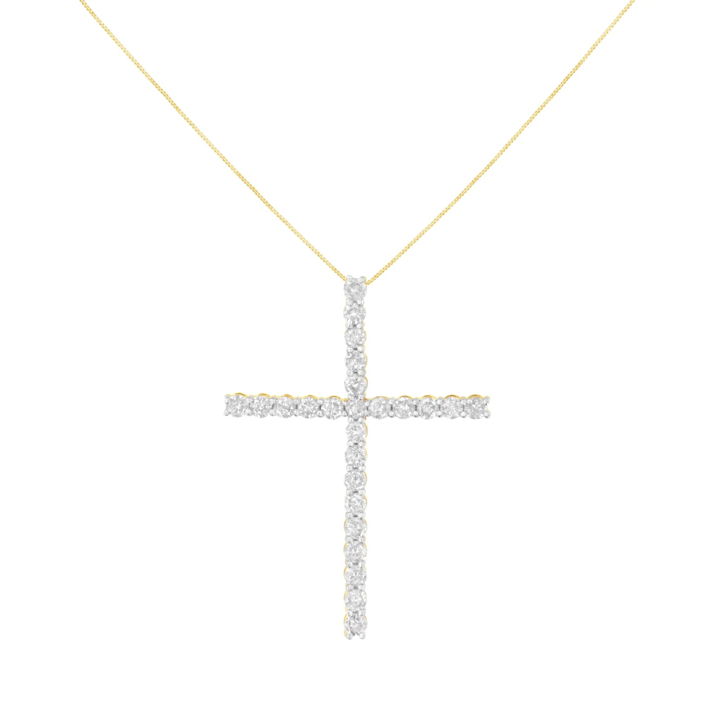 Sterling Silver Diamond Cross Pendant Necklace - Size: 18 INCH - 3 CARAT TOTAL DIAMOND WEIGHT | Pack Of: 1