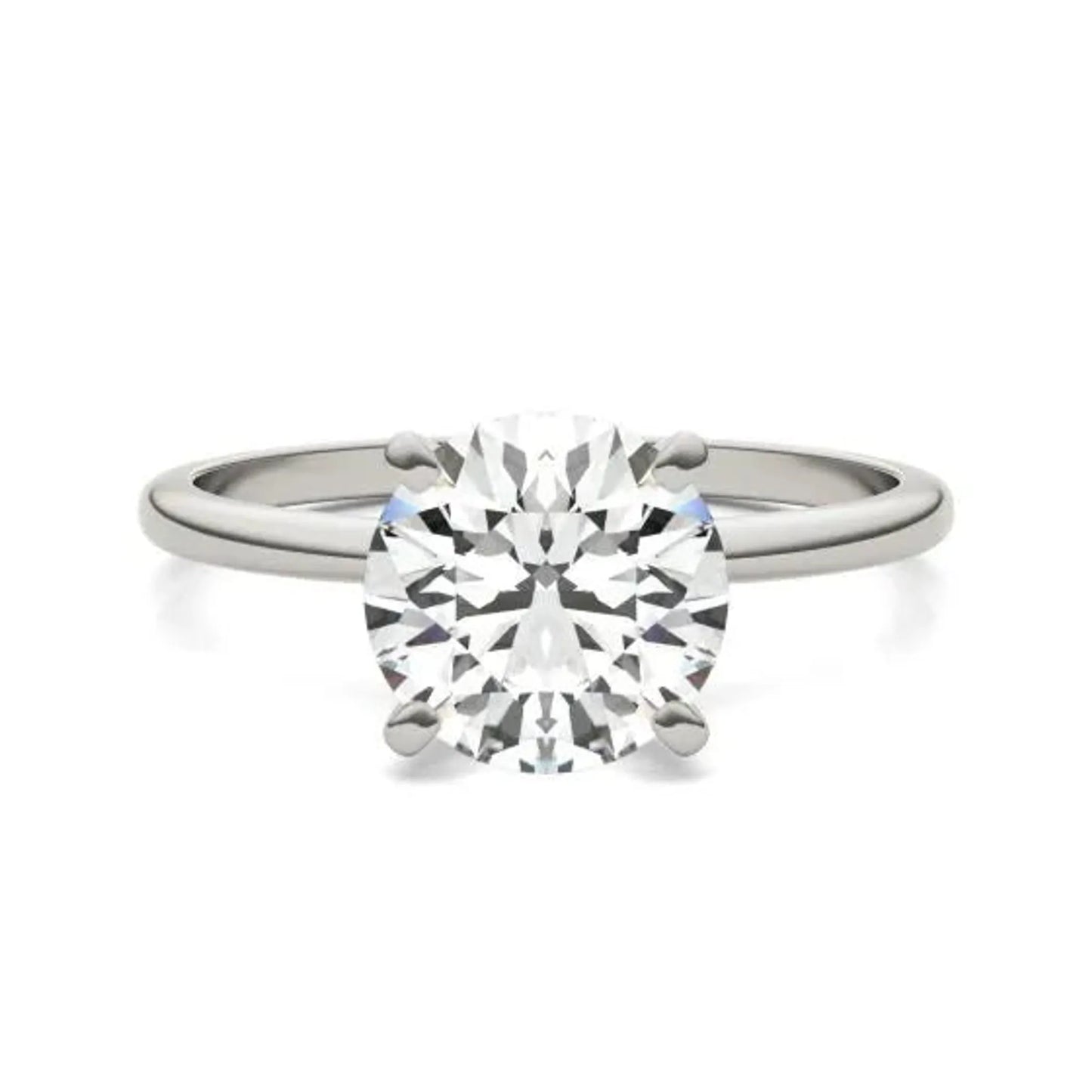 2 CTW Round Lab Grown Diamond Solitaire Engagement Ring 14K White Gold (G-VS)