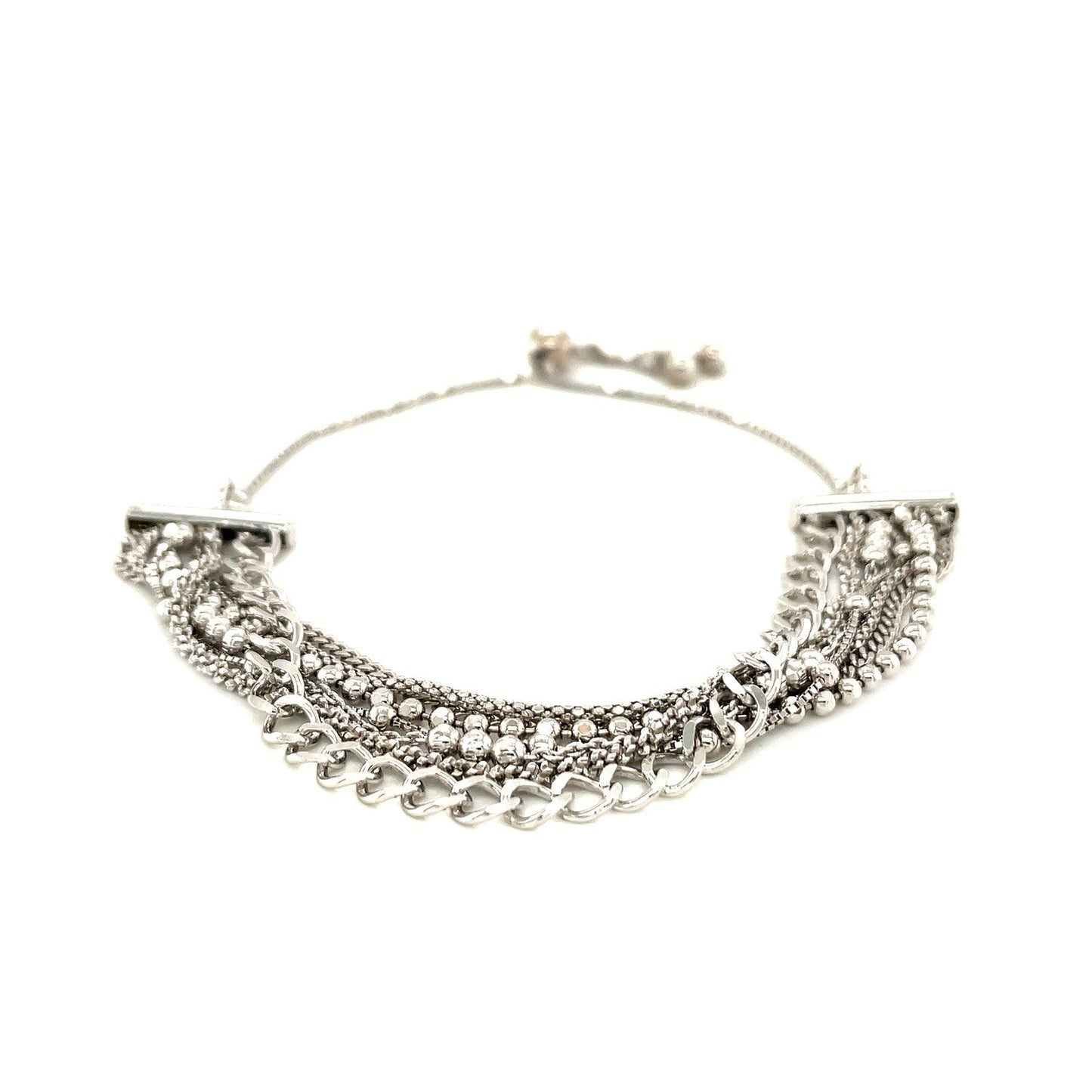 Adjustable Multi Chain Bracelet In Sterling Silver