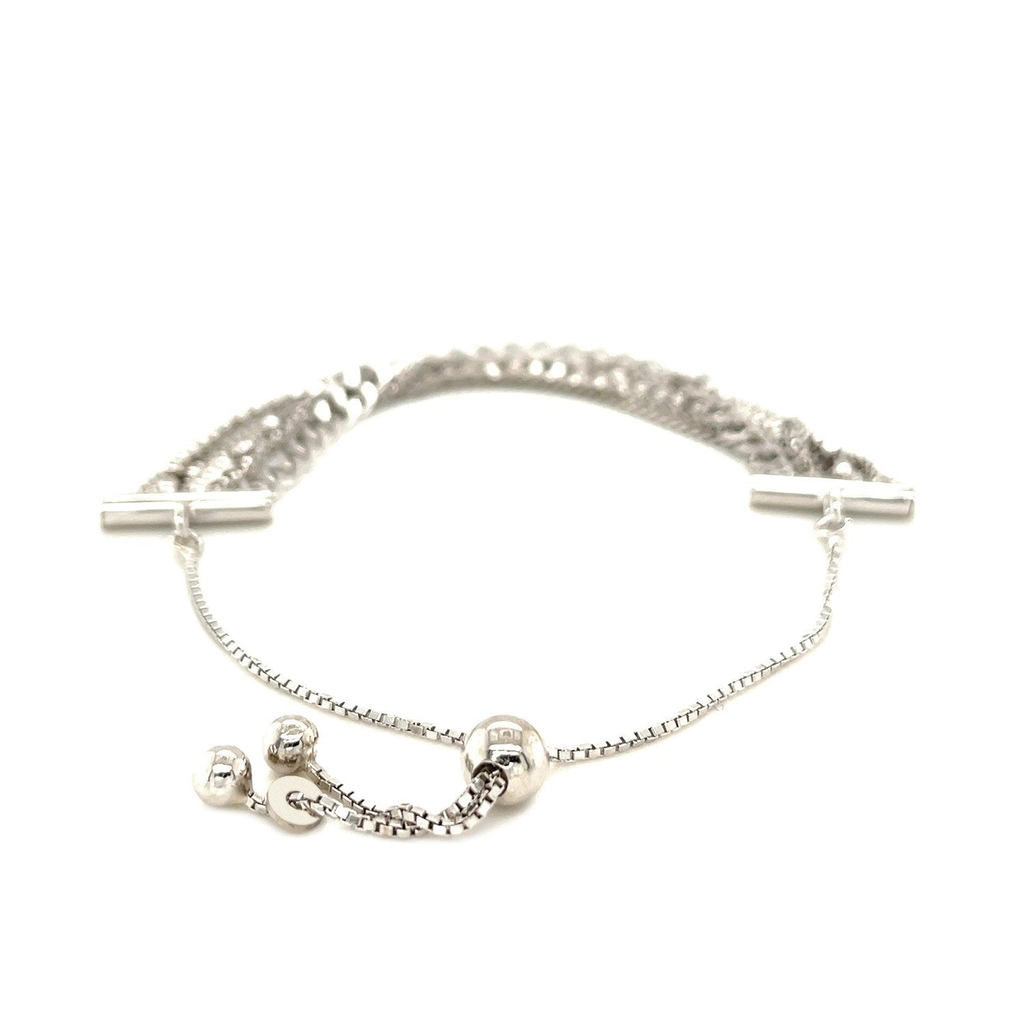Adjustable Multi Chain Bracelet In Sterling Silver
