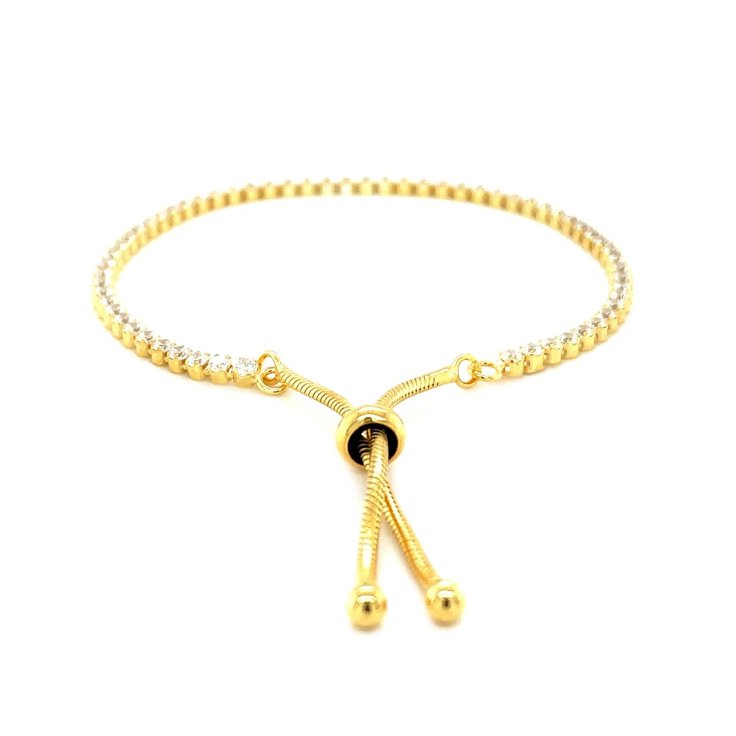 Adjustable Tennis Style Bracelet With Cubic Zirconia In Sterling Silver