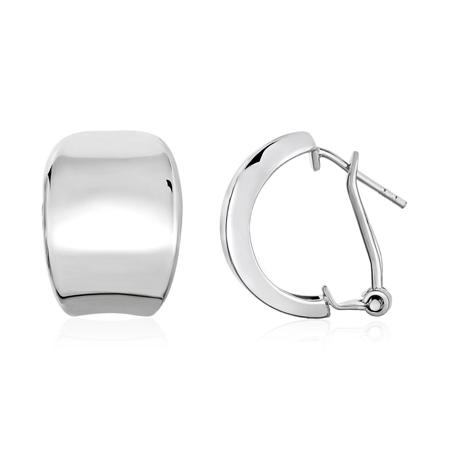 Polished Graduated Width Half-Hoop Earrings In Sterling Silver