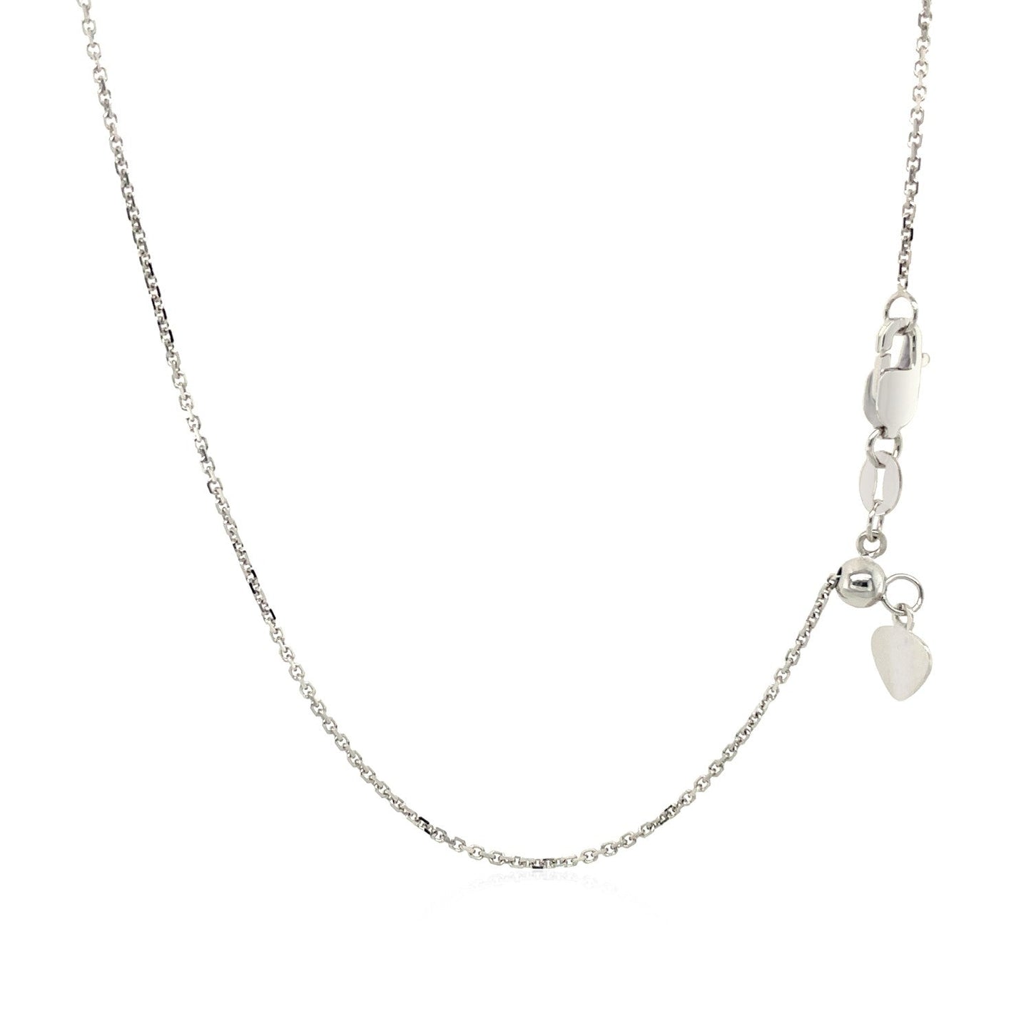 10K White Gold Adjustable Cable Chain 0.9Mm