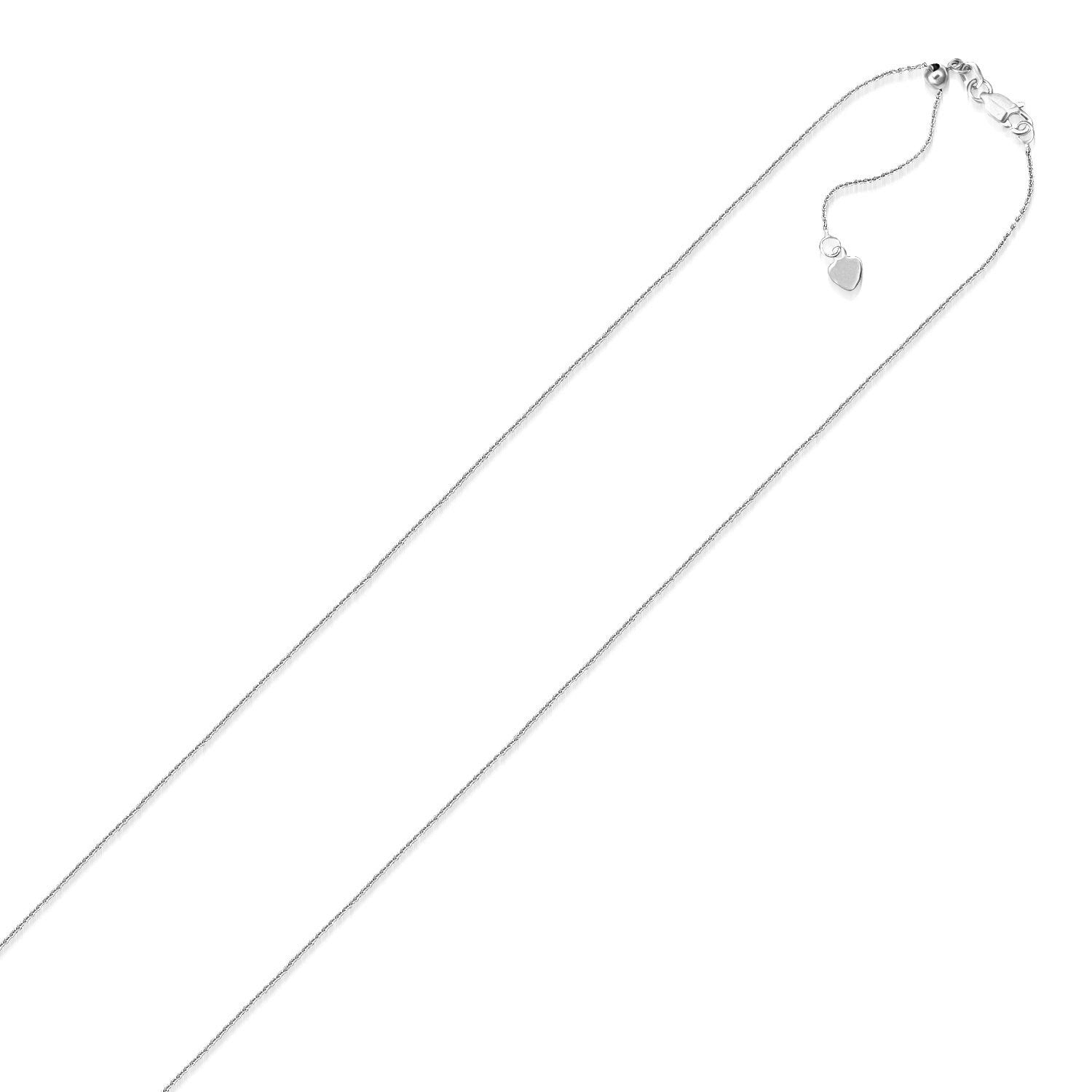 10K White Gold Adjustable Cable Chain 0.9Mm