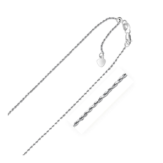 10K White Gold Adjustable Rope Chain 1.0Mm
