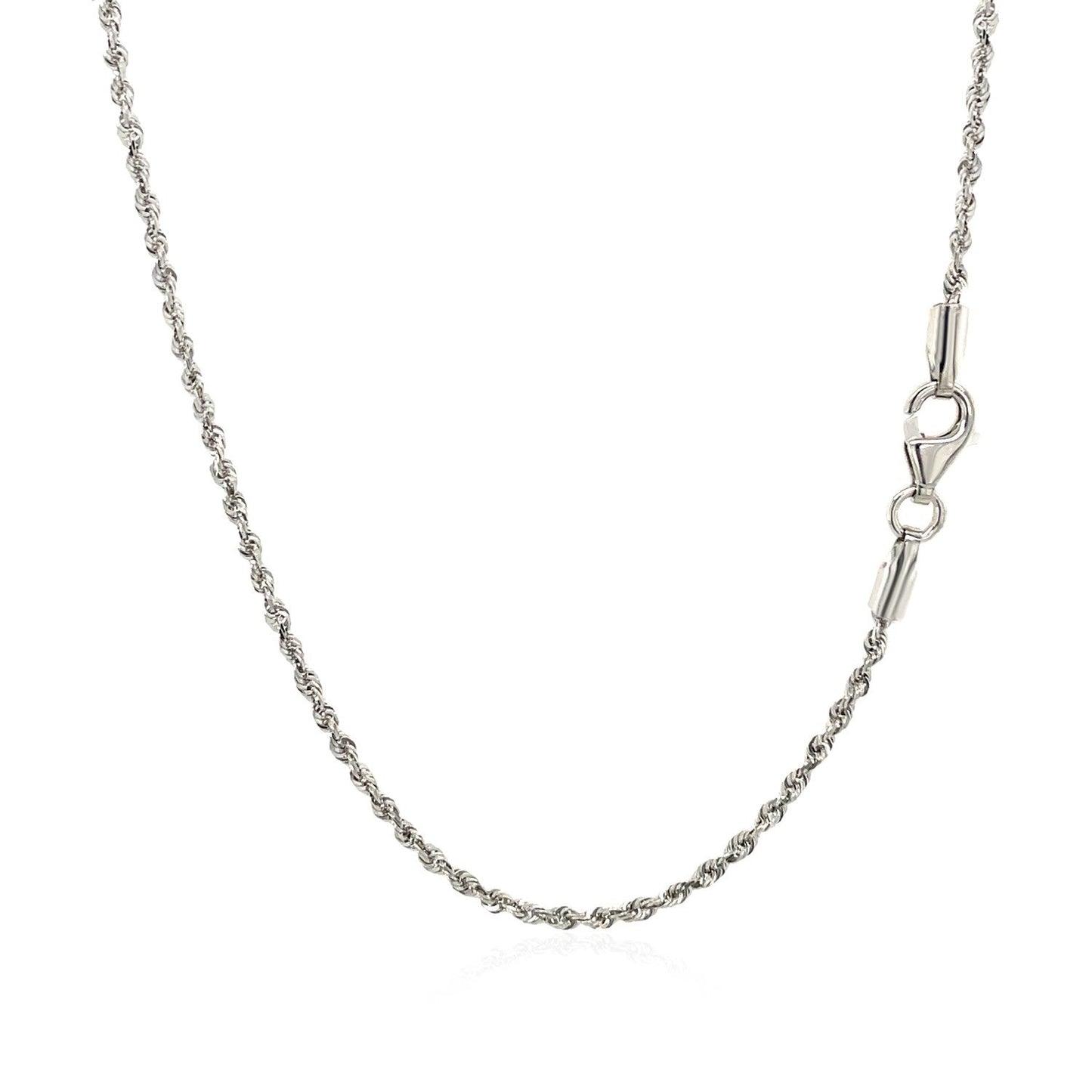 10K White Gold Solid Diamond Cut Rope Chain 1.5Mm