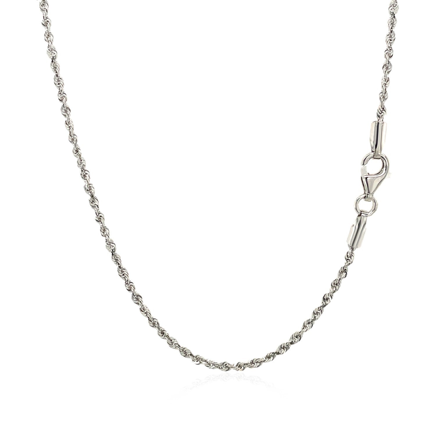 10K White Gold Solid Diamond Cut Rope Chain 1.5Mm