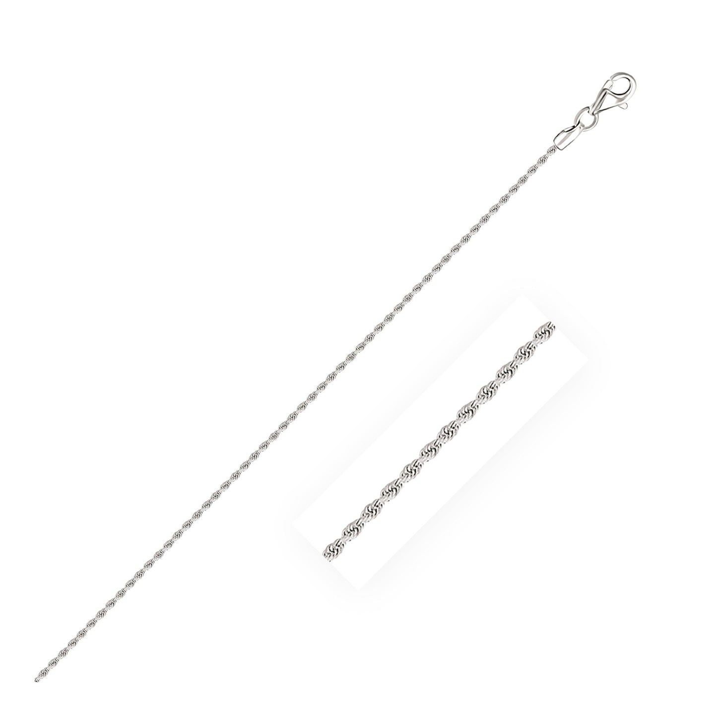 10K White Gold Solid Diamond Cut Rope Chain 1.5Mm