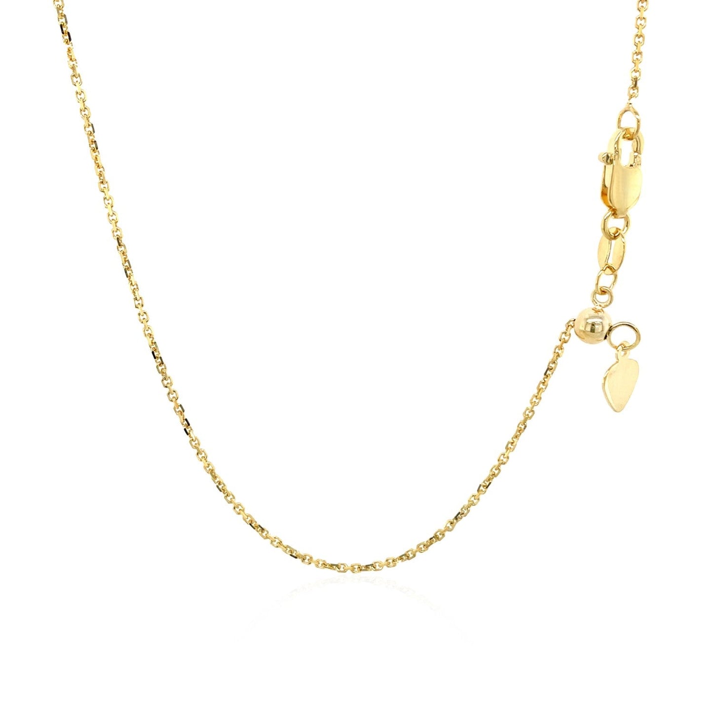 10K Yellow Gold Adjustable Cable Chain 0.9Mm