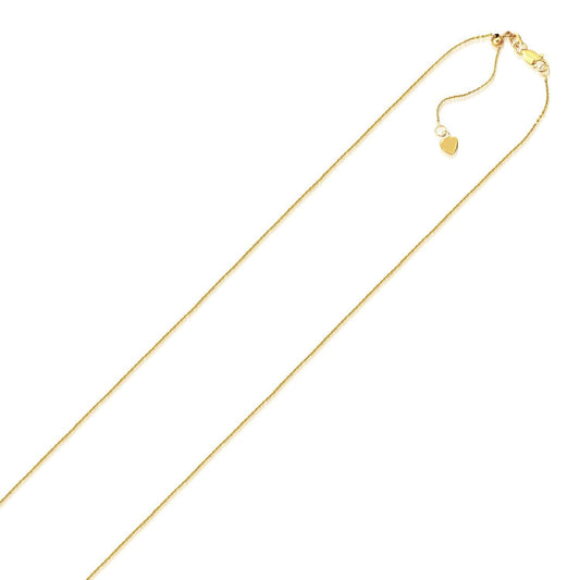 10K Yellow Gold Adjustable Cable Chain 0.9Mm