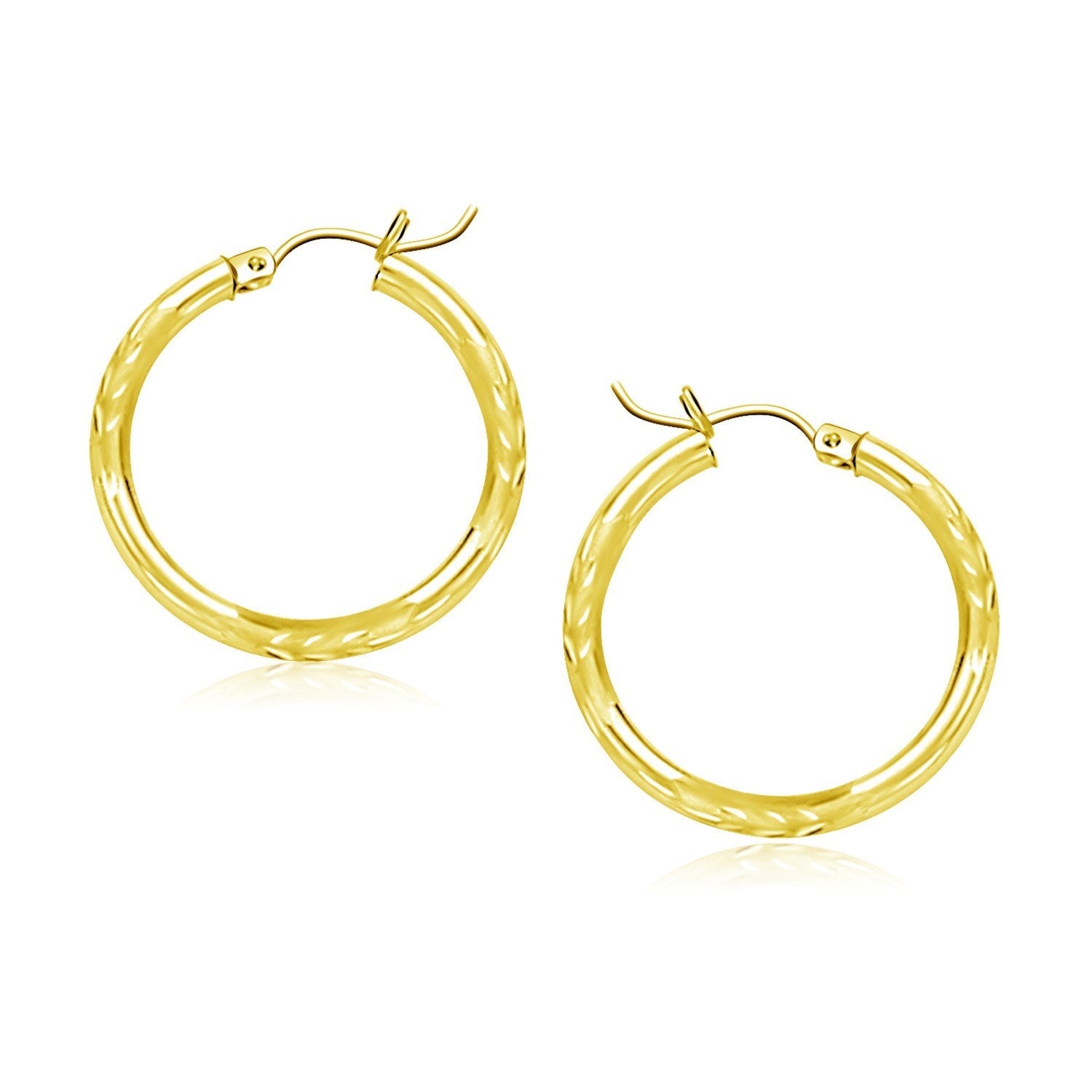 10K Yellow Gold Diamond Cut Hoop Earrings (20Mm)