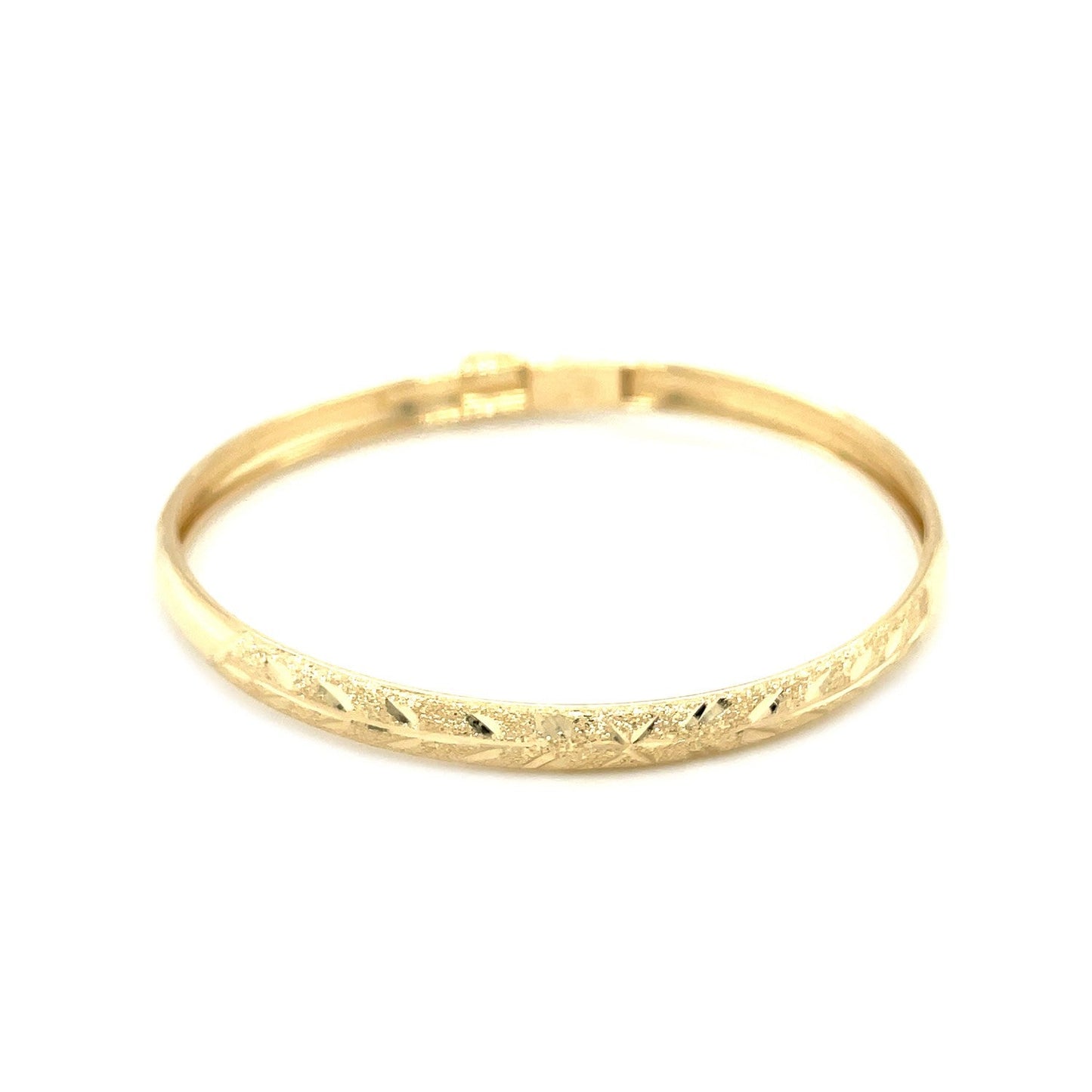 10K Yellow Gold Dome Childrens Diamond Cut Florentine Bangle