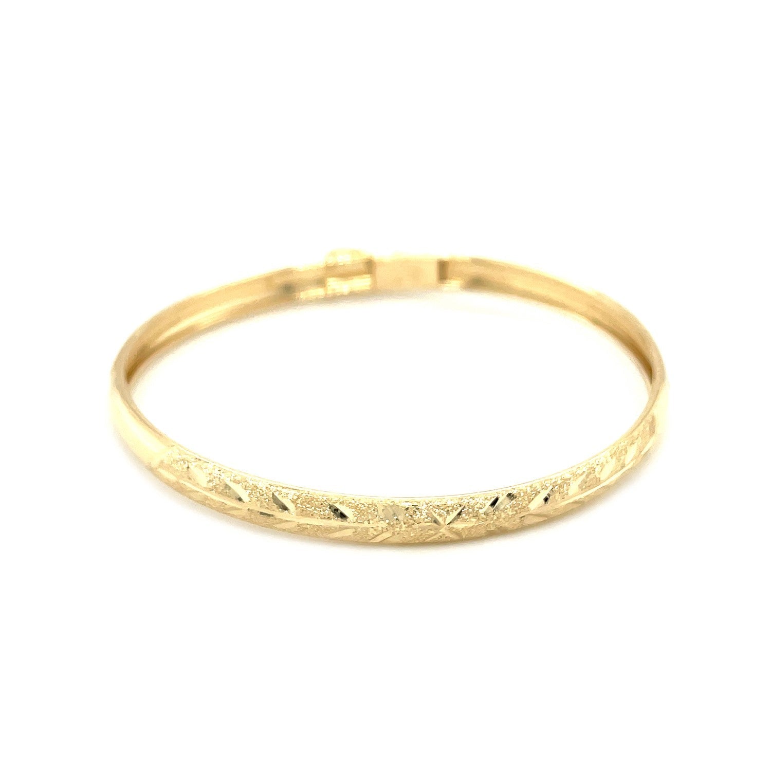 10K Yellow Gold Dome Childrens Diamond Cut Florentine Bangle