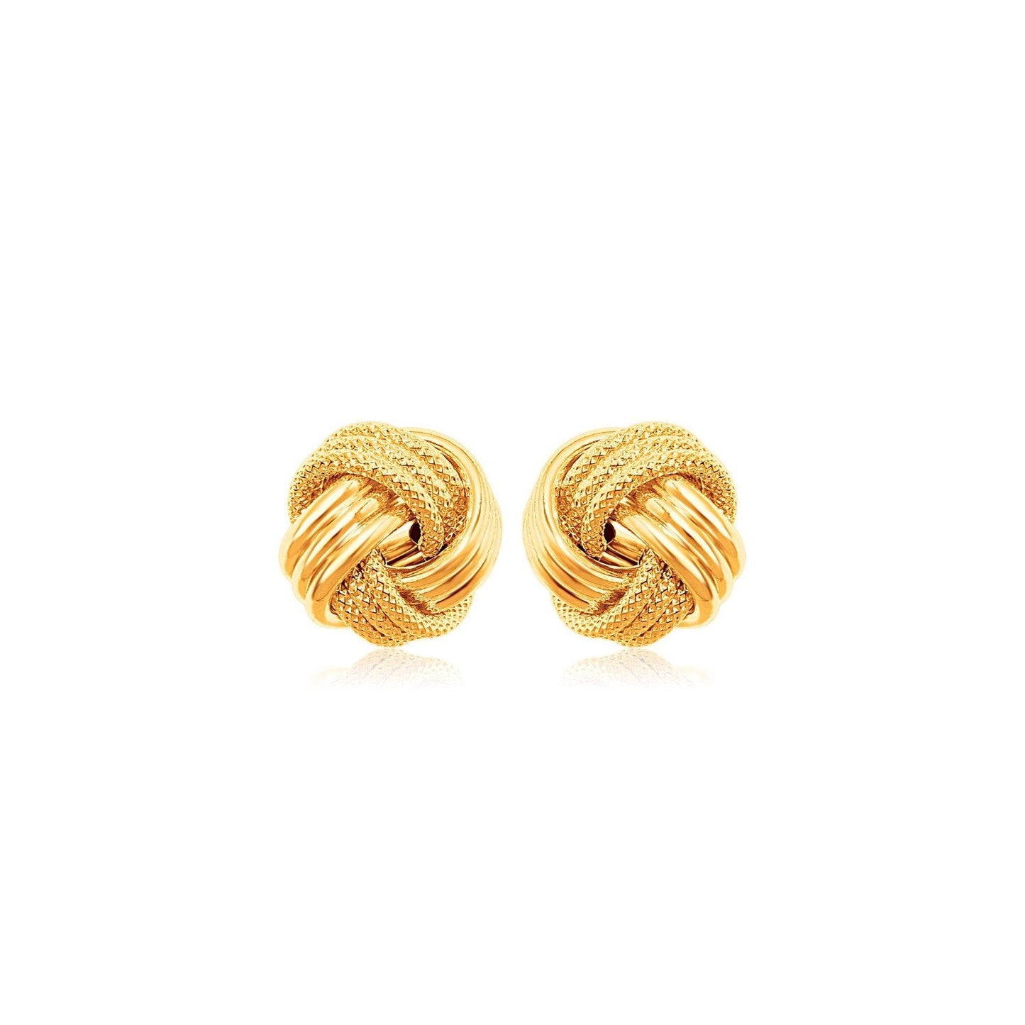10K Yellow Gold Love Knot With Ridge Texture Earrings