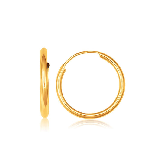 10K Yellow Gold Polished Endless Hoop Earrings (16Mm Diameter)