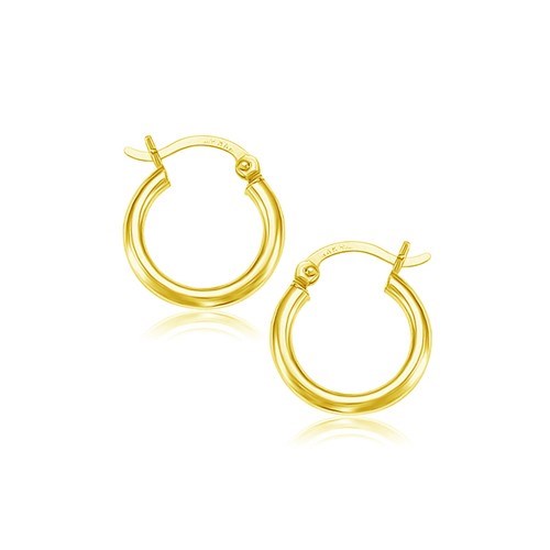 10K Yellow Gold Polished Hoop Earrings (15 Mm)