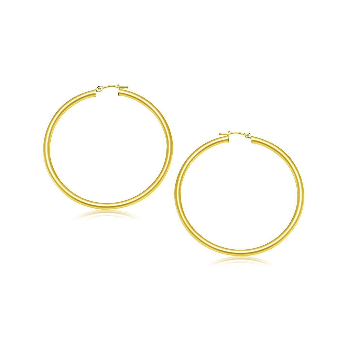 10K Yellow Gold Polished Hoop Earrings (25 Mm)