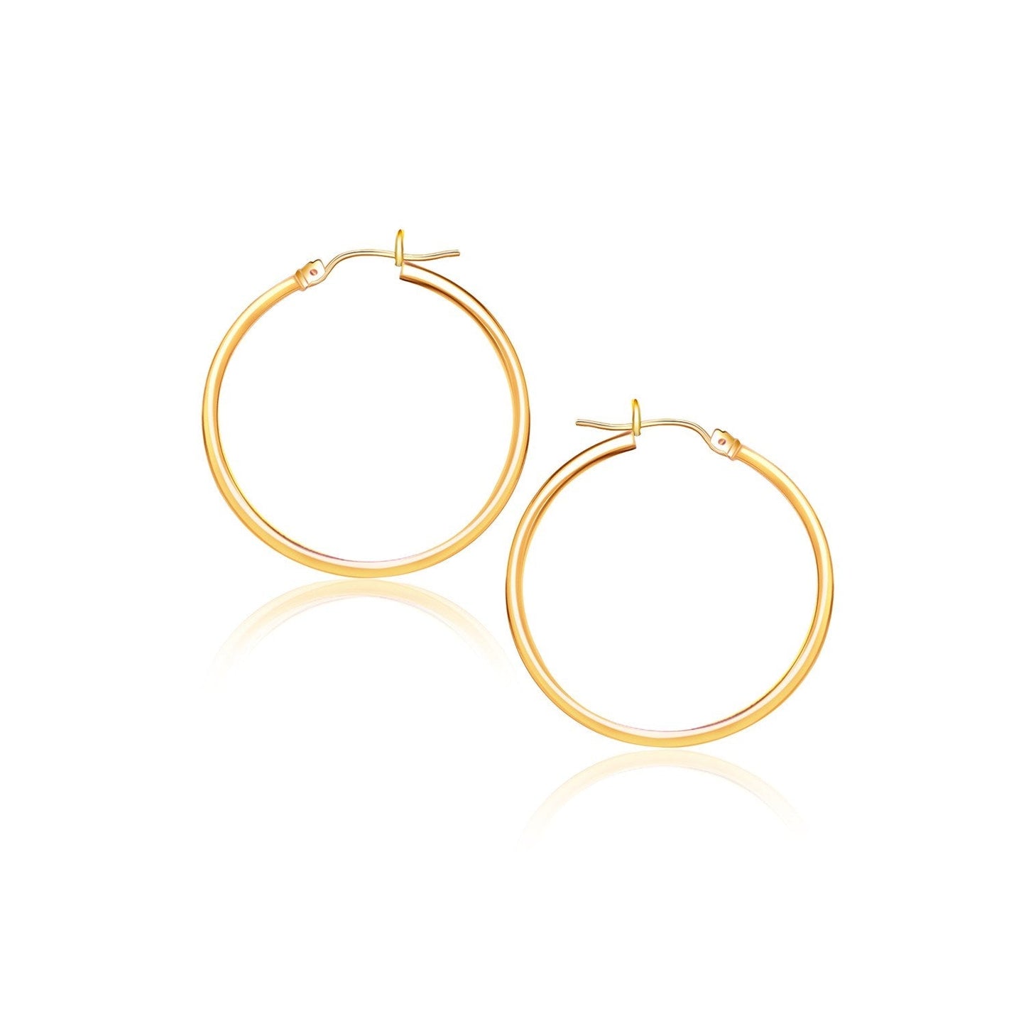10K Yellow Gold Polished Hoop Earrings (40 Mm)