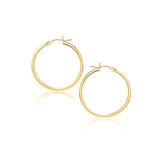 10K Yellow Gold Polished Hoop Earrings (40 Mm)