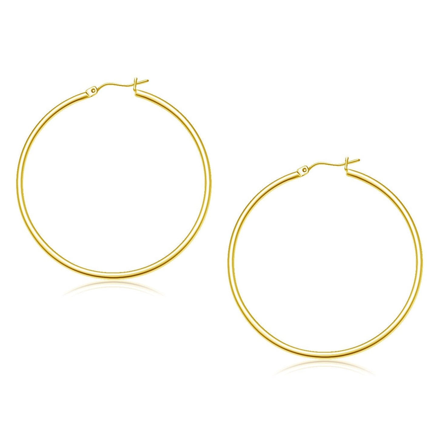 10K Yellow Gold Polished Hoop Earrings (45 Mm)