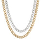 TWO-TONED DOUBLE CURB CHAIN NECKLACE