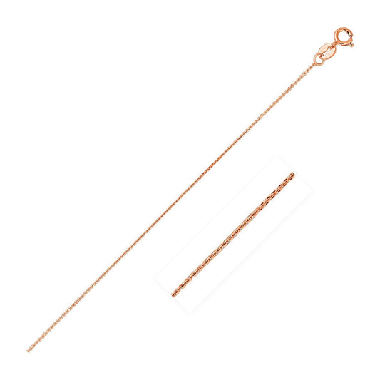 14K Pink Gold Diamond Cut Cable Link Chain 0.8Mm