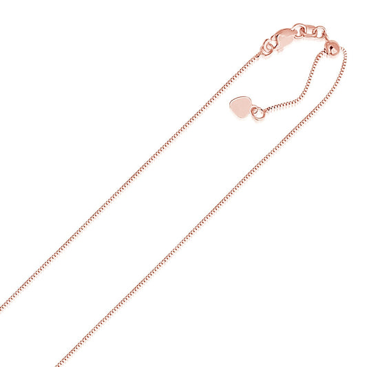 14K Rose Gold Adjustable Box Chain 0.7Mm