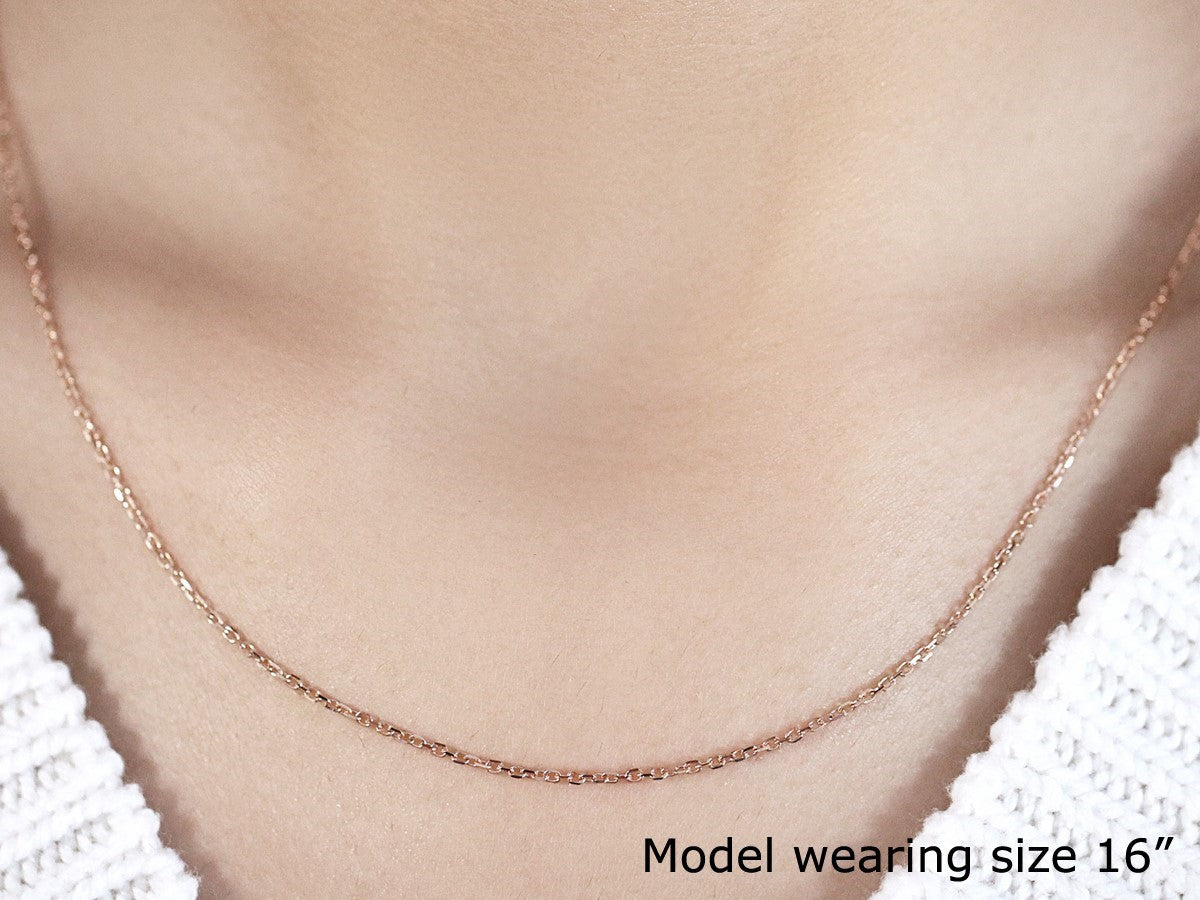 14K Rose Gold Diamond Cut Cable Link Chain 1.3Mm