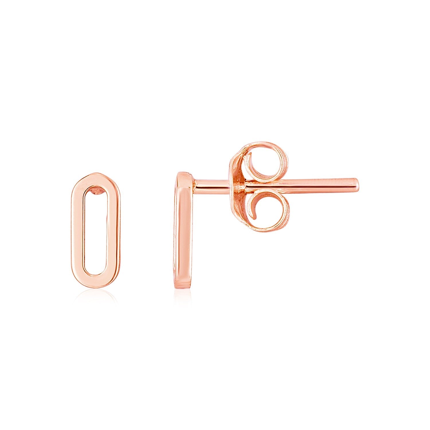 14K Rose Gold Paperclip Link Stud Earrings